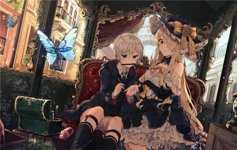 动漫二次元插画哥特式服装暗黑少女图集原画插画