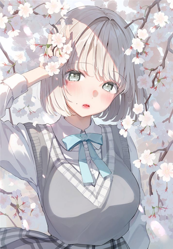 日系插画银发少女灰发女生动漫图集高清壁纸原画-cosers写真次元网