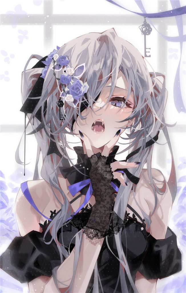 日系插画银发少女灰发女生动漫图集高清壁纸原画